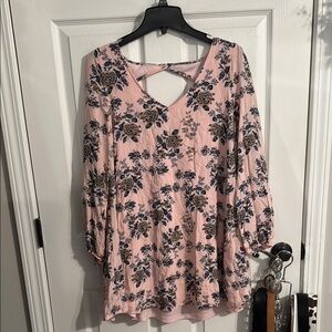 Floral Pink Blouse with Cross Back Detail